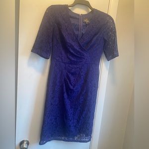 Adrianna Papell Royal Blue Lace Midi Dress